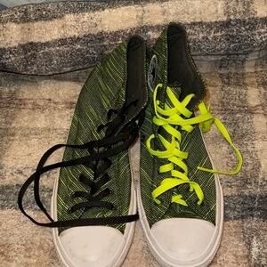 Converse High-Tops with Neon Yellow and Black Accents